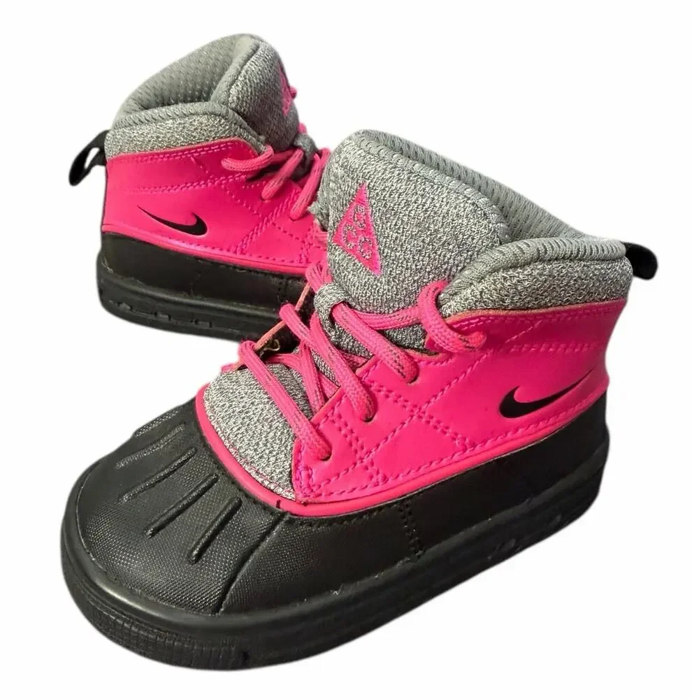 Nike Woodside 2 High ACG Infant Girls Bootie Shoe 6 Baby Pink Black Gray